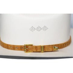 Alligator Crocodile Cowboy Hat Band Gold Plated 3 Piece Buckle Set  Handmade 26”