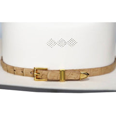 Alligator Crocodile Cowboy Hat Band Gold Plated 3 Piece Buckle Set  Handmade 26”
