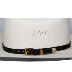 Alligator Crocodile Cowboy Hat Band Gold Plated 3 Piece Buckle Set  Handmade 26”