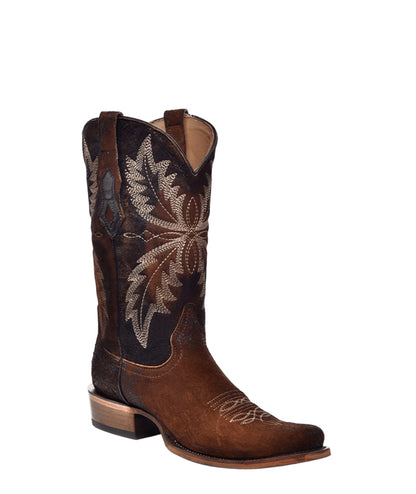 Men's Corral Chocolate Genuine Leather Boots with Embroidery