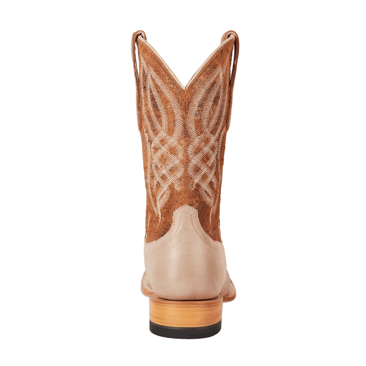 El Capitan Cisco - Conrad western boot in brown leather, with tan heel counter, cream stitching and detailed embroidered shaft
