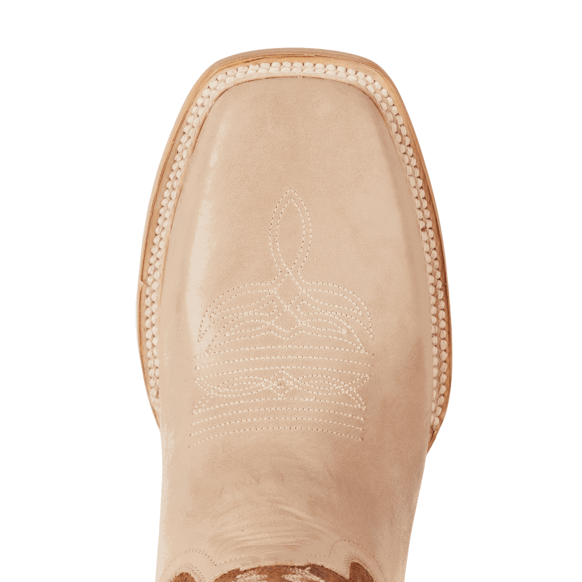 El Capitan Cisco - Conrad western boot in light tan leather with medium square toe and stitched decorative detailing