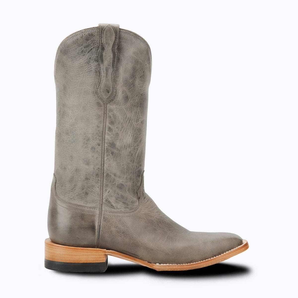 El Capitan Ft Worth - Hemphill western boot in distressed gray leather with a tall stitched shaft and square toe