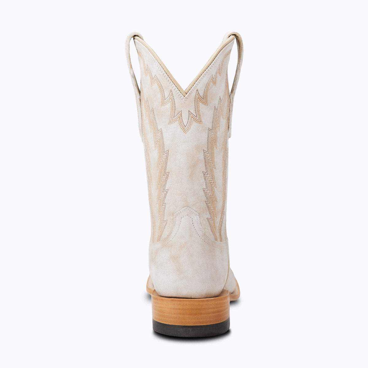 El Capitan Houston - Belfort western boot in cream leather with tan stitched shaft pattern and stacked wood heel
