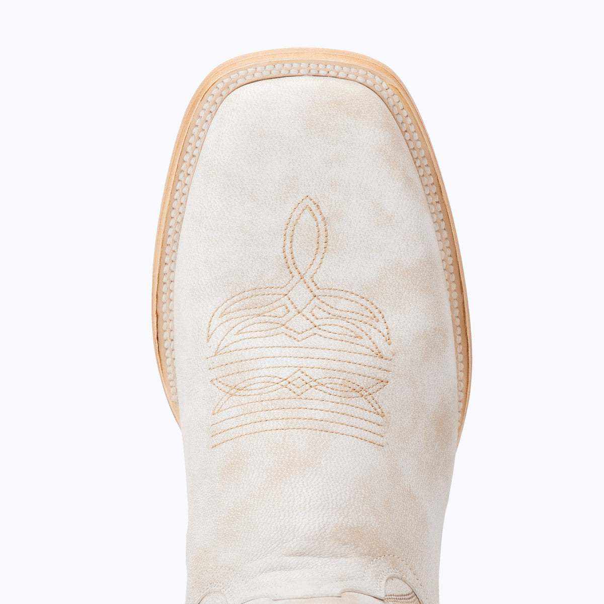 El Capitan Houston - Belfort western boot in ivory leather with tan decorative stitching and a medium square toe