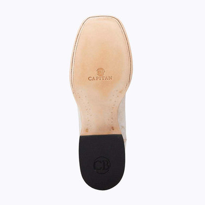 El Capitan Houston - Belfort western boot showing a tan leather outsole, dark heel cap and branded sole
