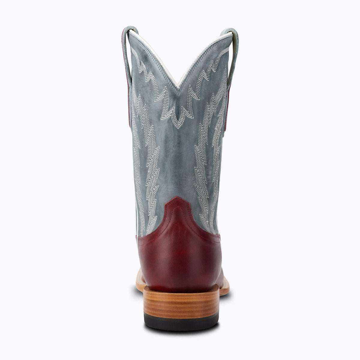 El Capitan Houston - Hempstead western boot with burgundy leather heel and gray embroidered shaft