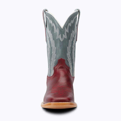El Capitan Houston - Hempstead western boot in burgundy leather with a gray stitched shaft and medium square toe