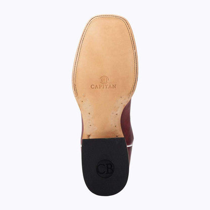 El Capitan Houston - Hempstead western boot with tan leather outsole, black heel cap, and embossed brand logo