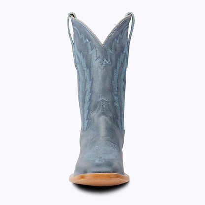 El Capitan Houston - Kirby western boot in grey leather with blue stitching, decorative shaft pattern and square toe