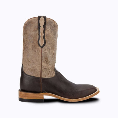El Capitan Jackson - Gallatin western boot with a dark brown leather foot, tan textured shaft, and wide square toe