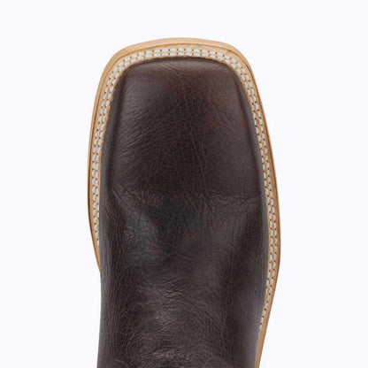 El Capitan Jackson - Gallatin western boot in dark brown leather with a square toe and contrasting tan welt stitching