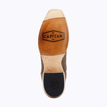 El Capitan Nashville - Blakemore boot with a tan leather sole, branded Capitan heel panel, and black rubber heel