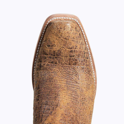 El Capitan Nashville Broadway boot in tan textured leather with a square cutter toe and white welt stitching
