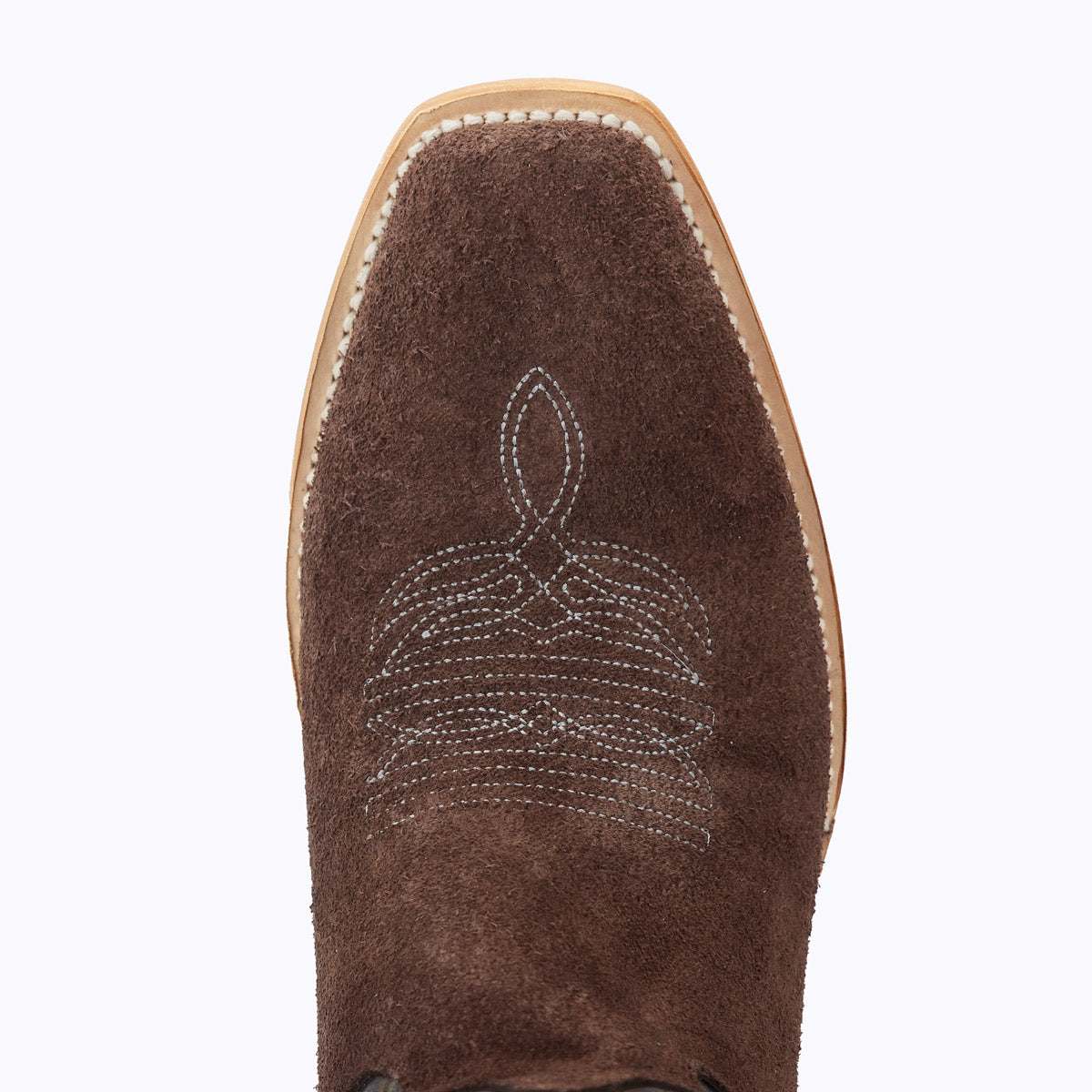 El Capitan Nashville - Dakota brown suede leather boot with tonal stitched embroidery and a square cutter toe