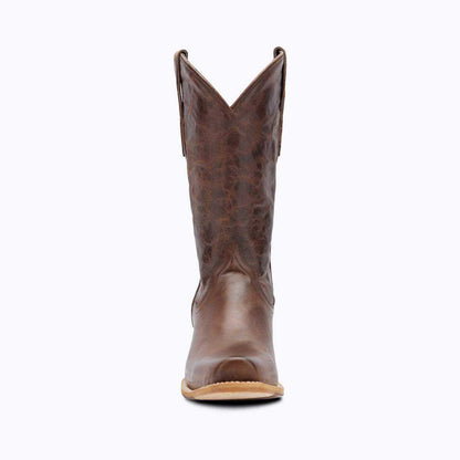 El Capitan Nashville - Edgehill cowboy boot in distressed brown leather with textured shaft, pointed cutter toe and pull tabs