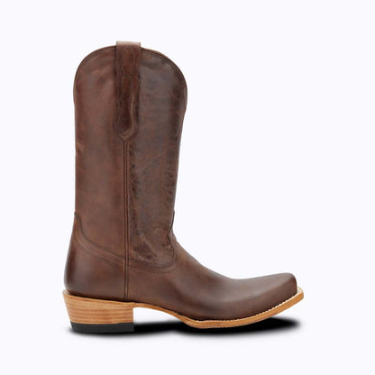 El Capitan Nashville - Edgehill cowboy boot in brown leather with mottled shaft, stitched panels, cutter toe and stacked heel
