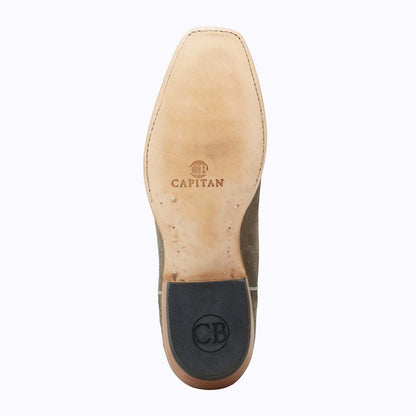 El Capitan Nashville - Elkins cowboy boot with a tan leather sole, black rubber heel pad and stamped branding