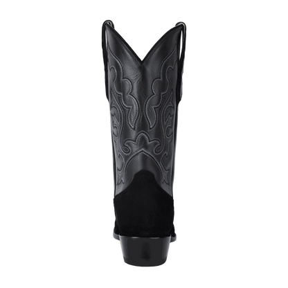 Cowboy boot in black leather and suede with ornate stitched shaft patterns and a V-shaped top, El Capitan Nashville - Hillwood