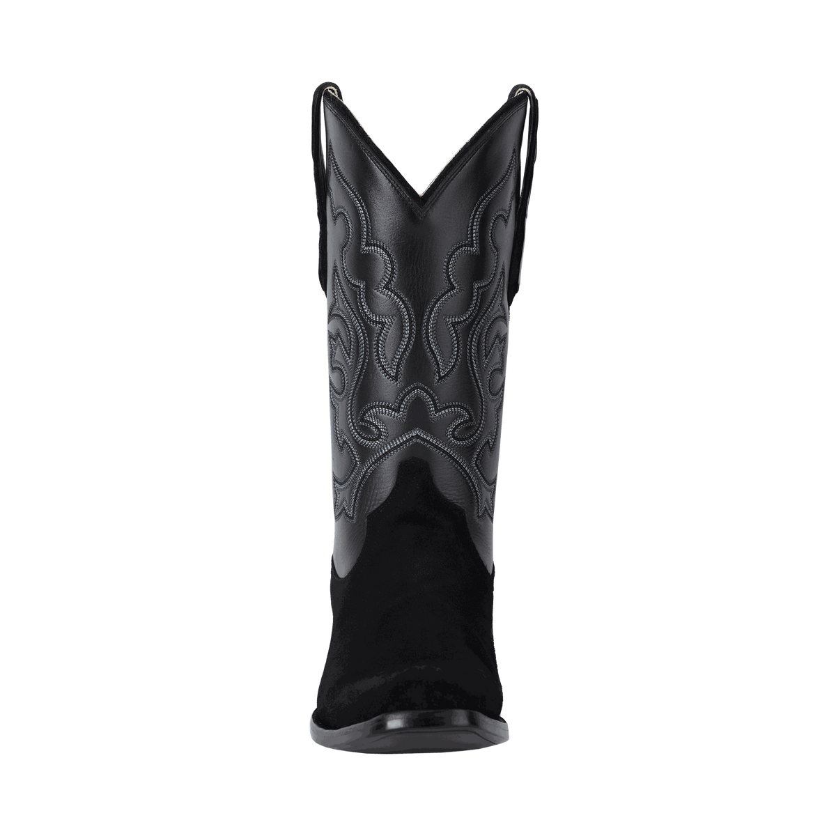 El Capitan Nashville - Hillwood western boot in black leather with intricate stitched shaft, suede foot and pointed toe