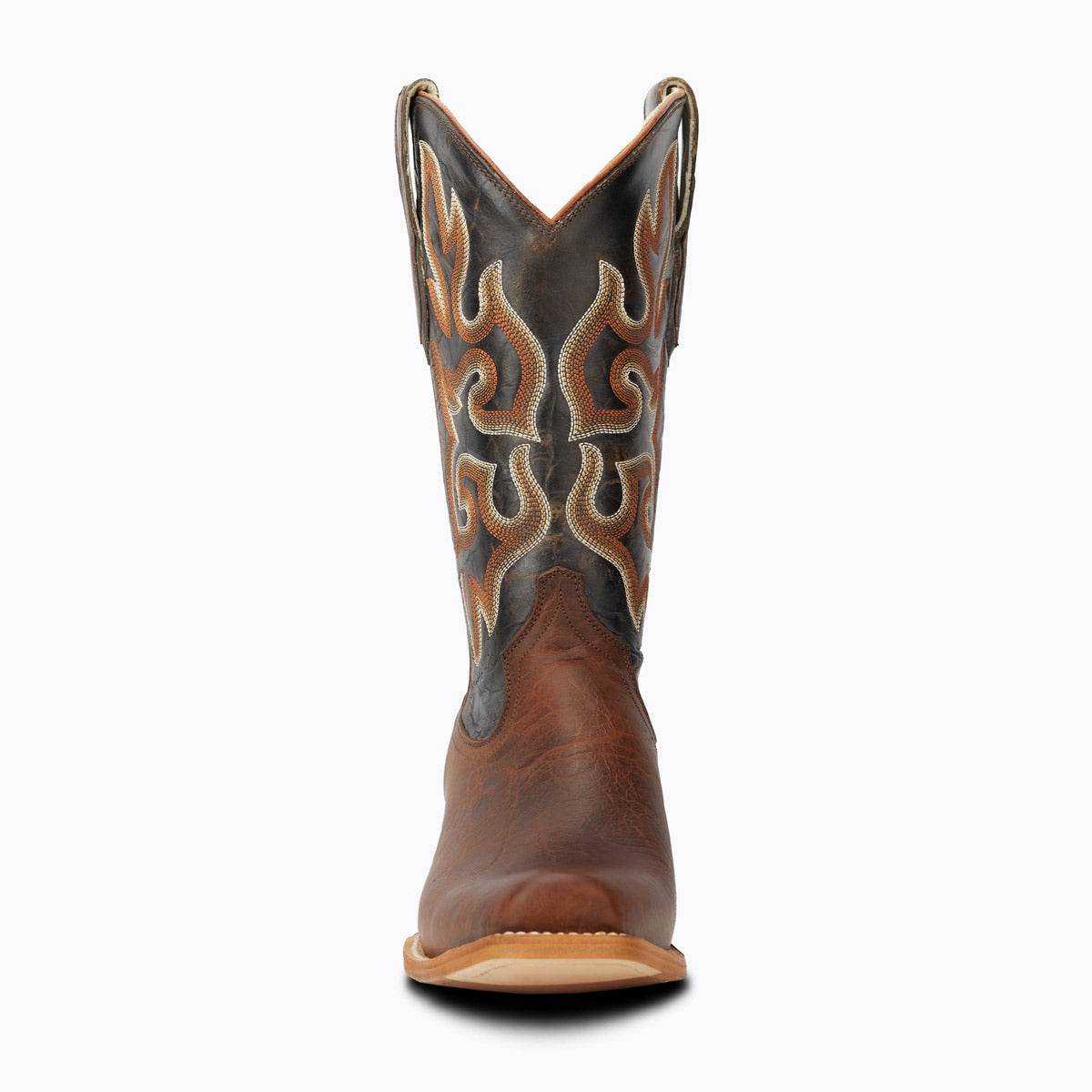 Cowboy boot in aged sycamore brown full-grain leather with ornate embroidered shaft and cutter toe, El Capitan Nashville - Murphy Road