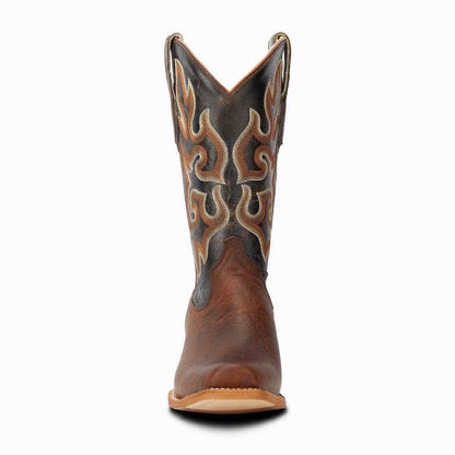 Cowboy boot in aged sycamore brown full-grain leather with ornate embroidered shaft and cutter toe, El Capitan Nashville - Murphy Road