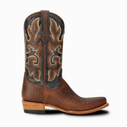 El Capitan Nashville - Murphy Road cowboy boot in brown leather with a dark shaft and ornate tan embroidery