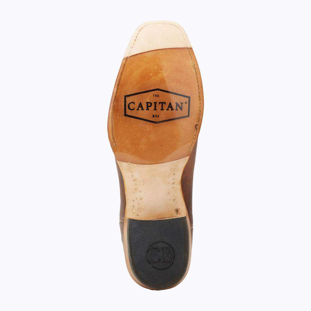 El Capitan Nashville - Murphy Road cowboy boot sole in tan leather with branded heel and dark rubber outsole