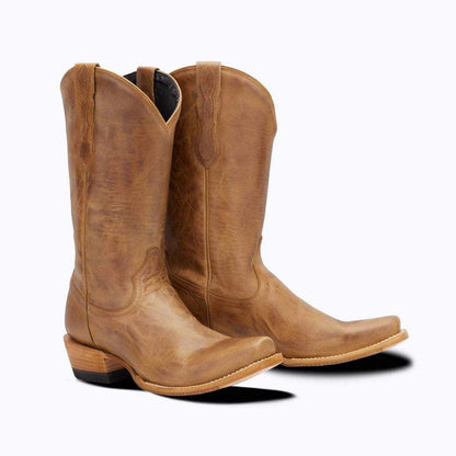 El Capitan Nashville - Pierce cowboy boots in tan leather with stitched shaft detailing and a cutter toe