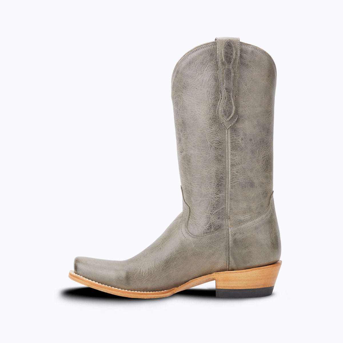 El Capitan Nashville - Summit cowboy boot in distressed grey leather, with a tall shaft, cutter toe and stacked heel