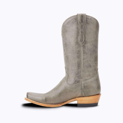 El Capitan Nashville - Summit cowboy boot in distressed grey leather, with a tall shaft, cutter toe and stacked heel