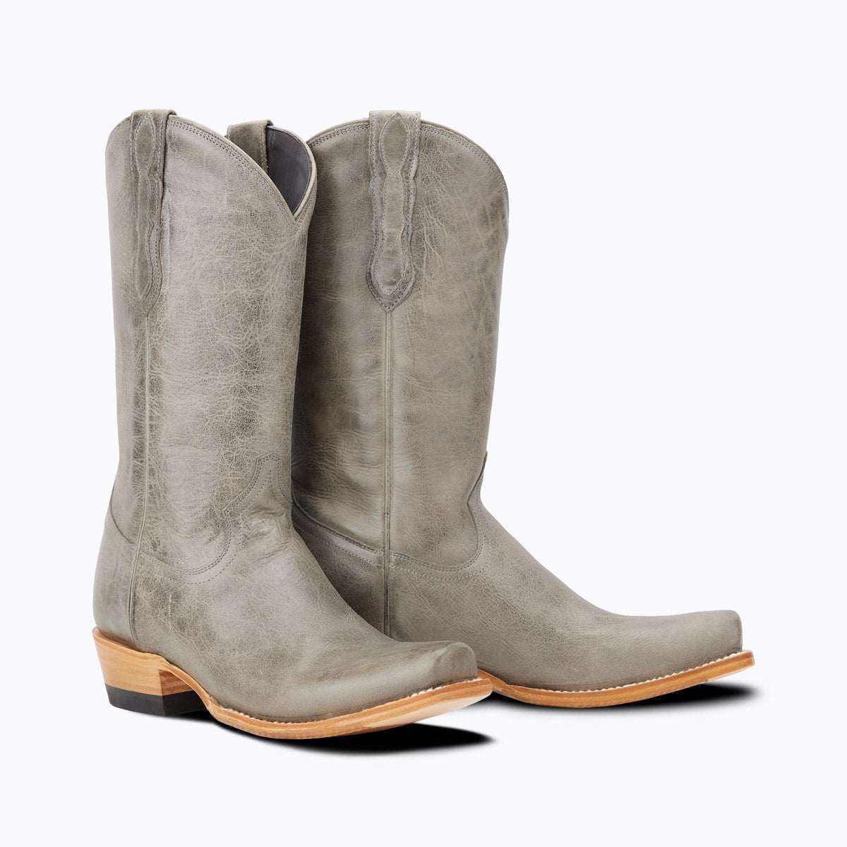 El Capitan Nashville - Summit western boots in distressed grey leather, with pointed cutter toes and stitched shafts