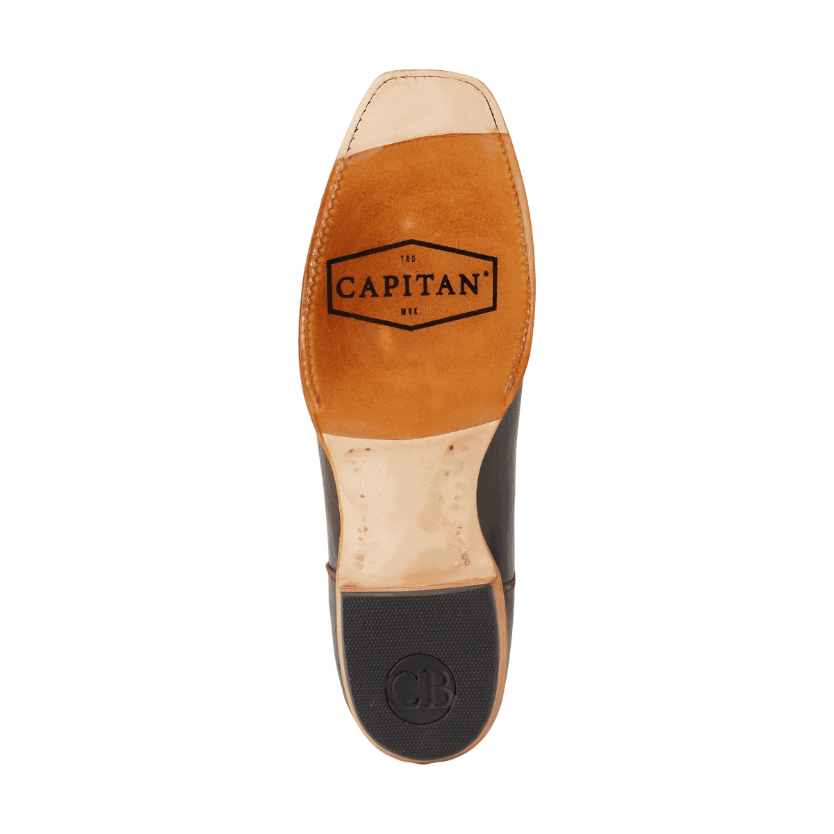 El Capitan Nashville - Tremont boot showing a brown leather sole, branded heel, and black textured heel cap