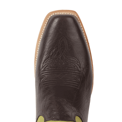 El Capitan Nashville - Tremont cowboy boot in dark brown leather with a square cutter toe and tan stitched welt