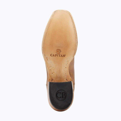 Western boot El Capitan Tulsa - Union with a tan leather sole, stamped branding, and black rubber heel pad.