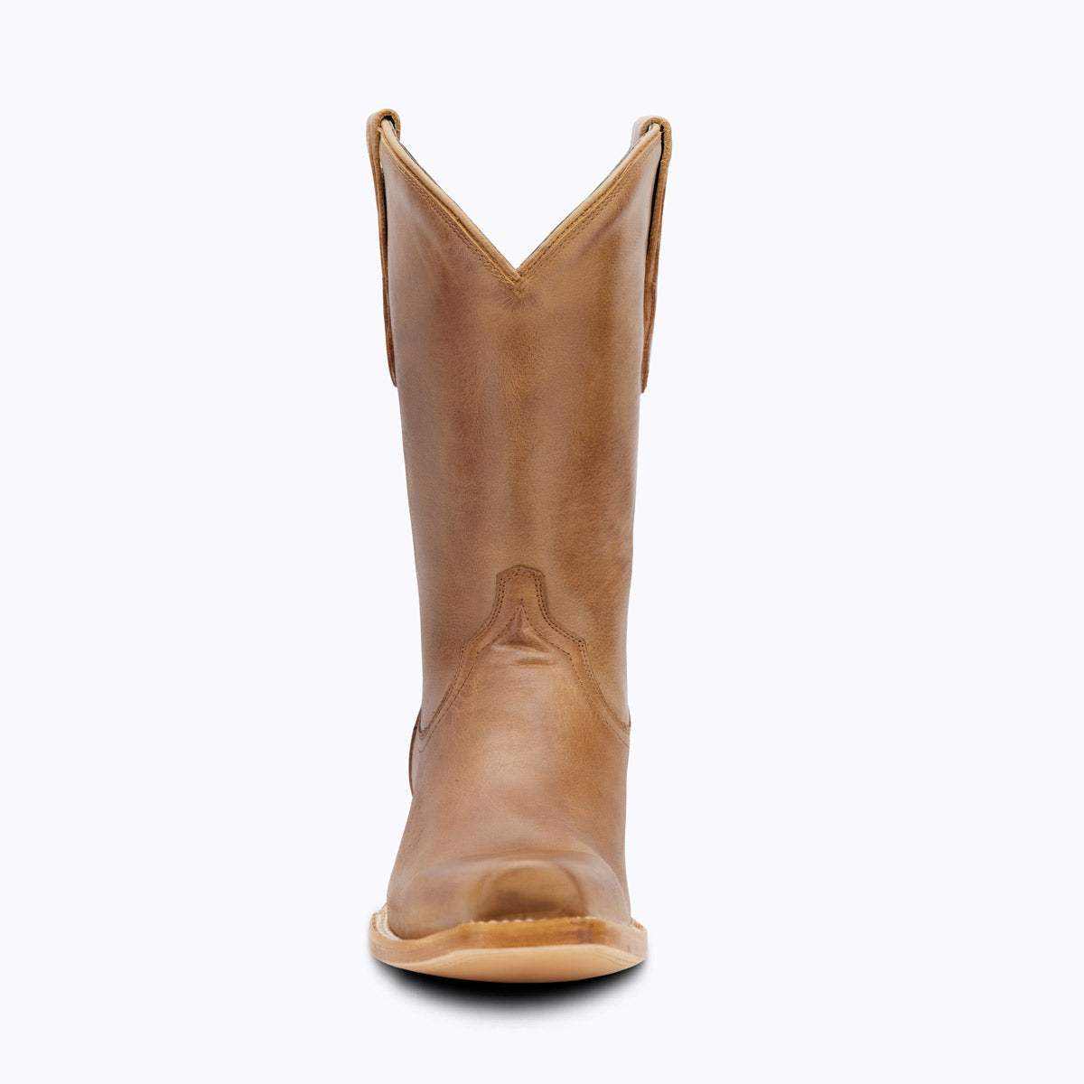 El Capitan Tulsa - Union western boot in tan leather with a tall shaft, V-shaped pull tabs, and subtle stitched emblem
