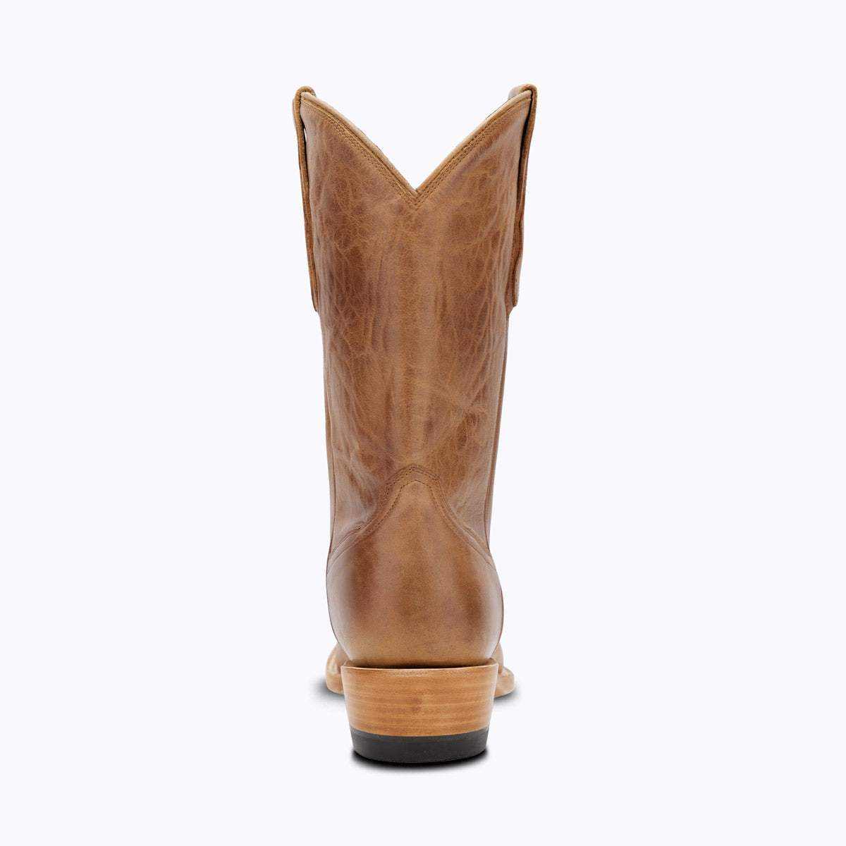 El Capitan Tulsa - Union men's western boot in tan leather, featuring stitched high shaft, V-shaped collar and stacked heel