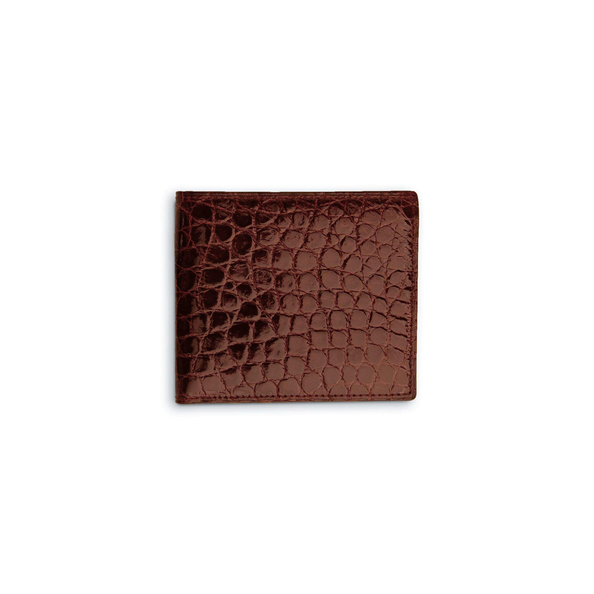 Ferrini Alligator Billfold in rich cognac alligator leather, featuring a glossy finish and distinctive raised scale pattern.