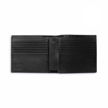 Ferrini Alligator Hipster Wallet in black alligator leather, open with multiple horizontal card slots and a tiered interior