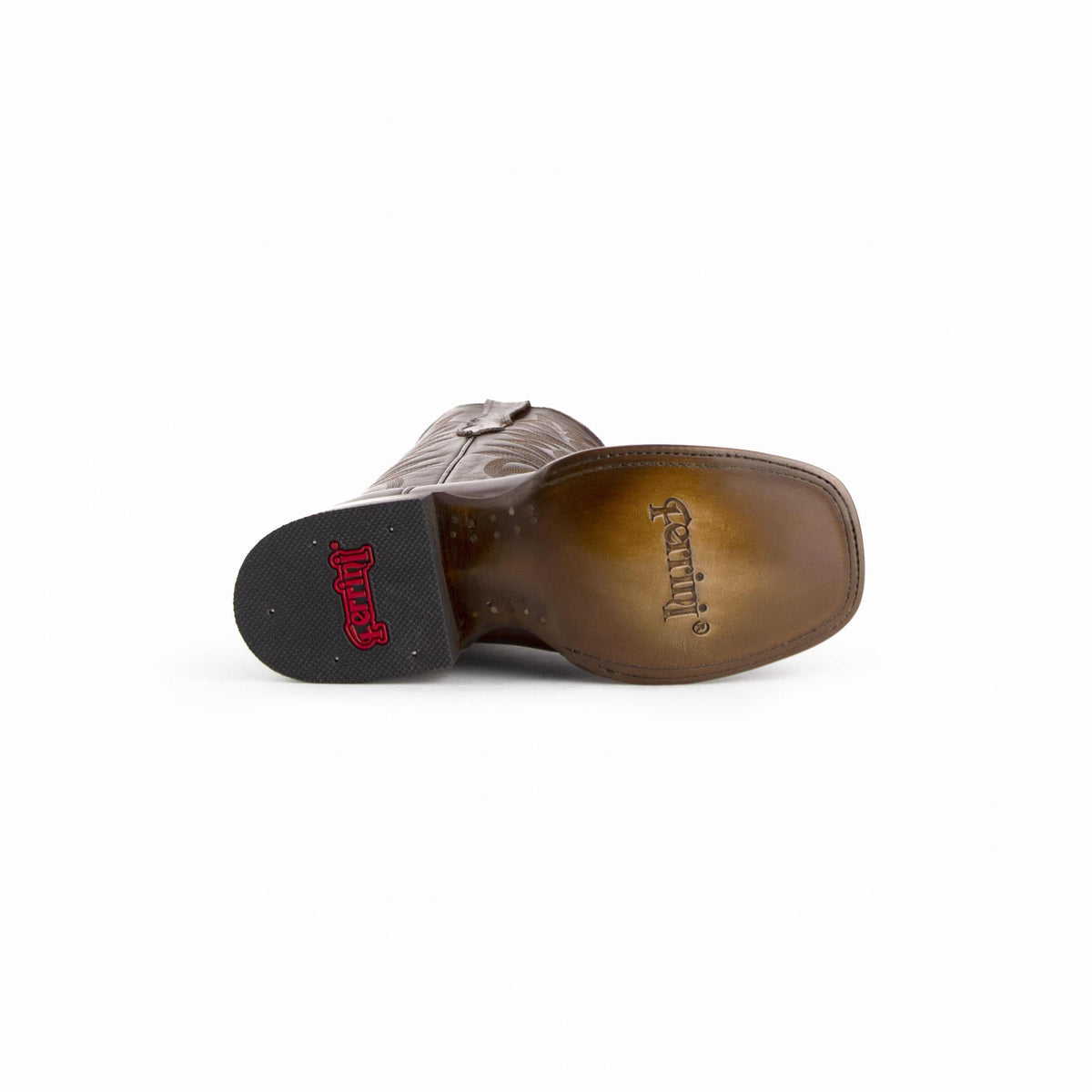 Ferrini Jane Leather Boots with chocolate-brown leather soles, branded heel pads and stitched edging