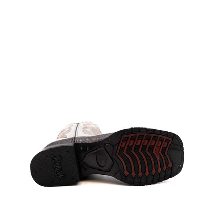 Ferrini Kai Sea Turtle PRINT Boots with a black rubber outsole and reddish-brown tread, plus a pale patterned upper