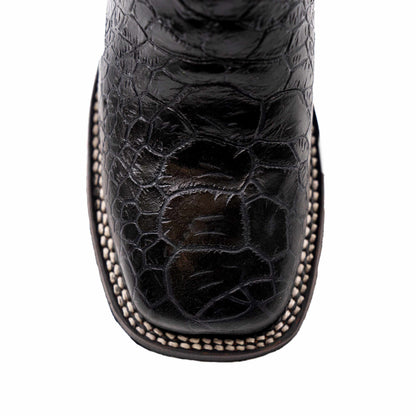 Ferrini Kai Sea Turtle PRINT Boots in glossy black with a raised reptile-scale print and contrasting cream stitching