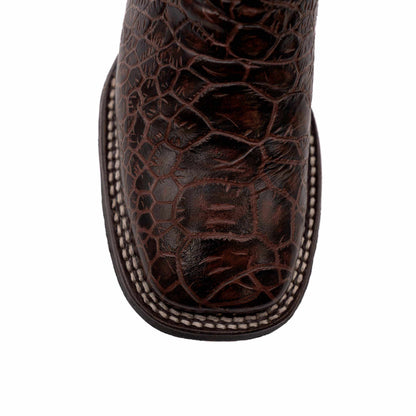 Ferrini Kai Sea Turtle PRINT Boots in dark chocolate leather with embossed reptile-like pattern and contrast stitching