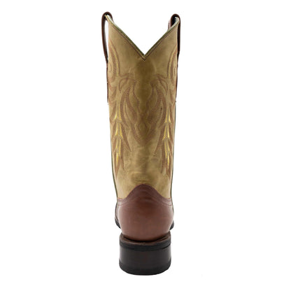Ferrini Maverick Leather Boots with an almond leather shaft, ornate stitched pattern and contrasting brown heel counter