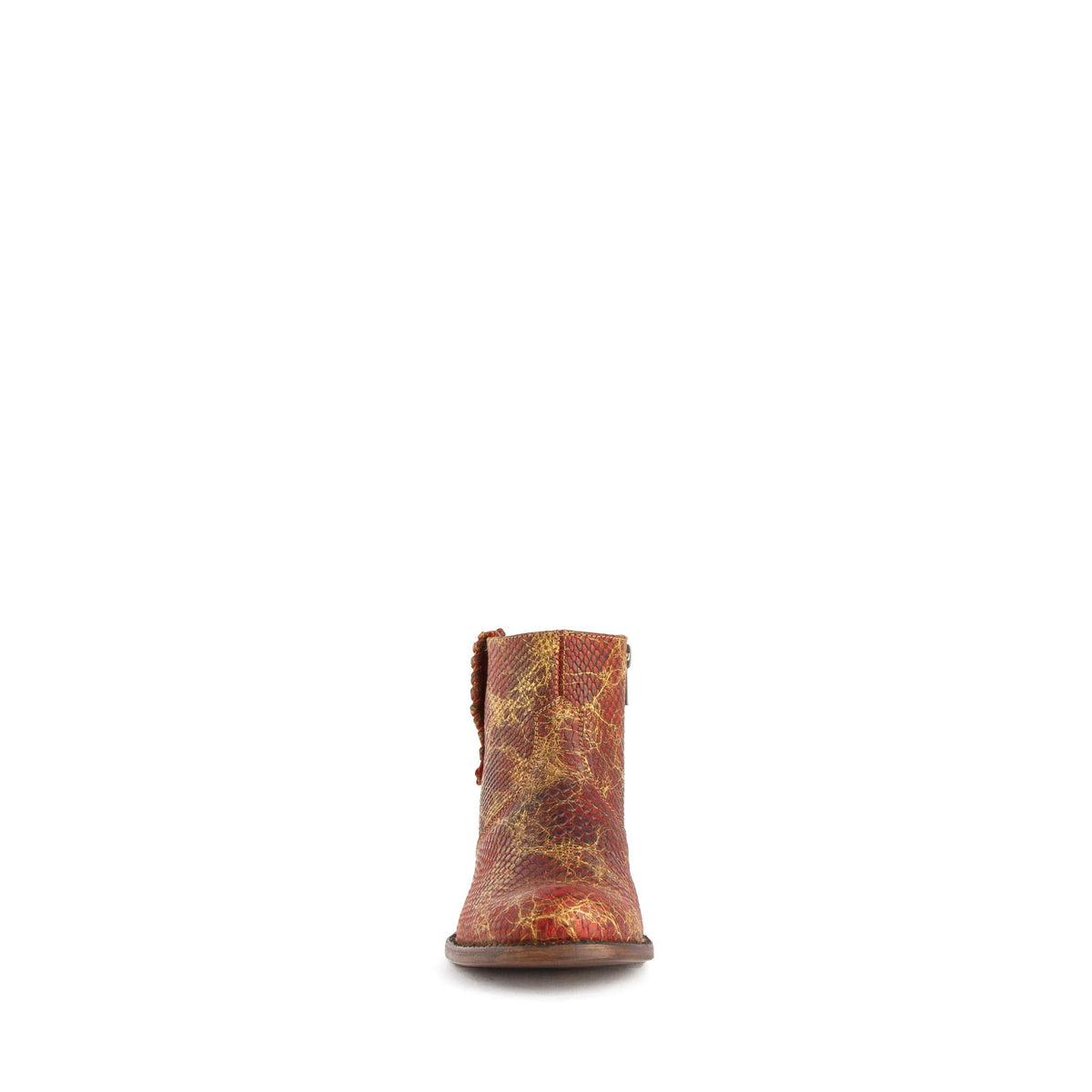 Ferrini Rebel Python Print Boots in red-brown leather with a textured snakeskin pattern and rounded toe
