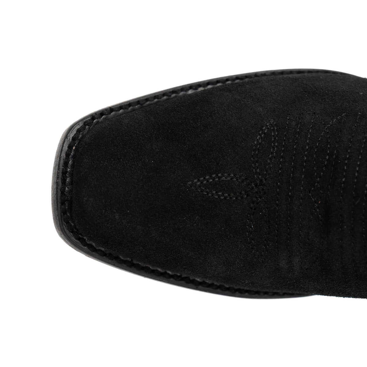 Ferrini Roughrider Leather Boots with a black suede-like leather vamp, narrow square toe and subtle stitched details