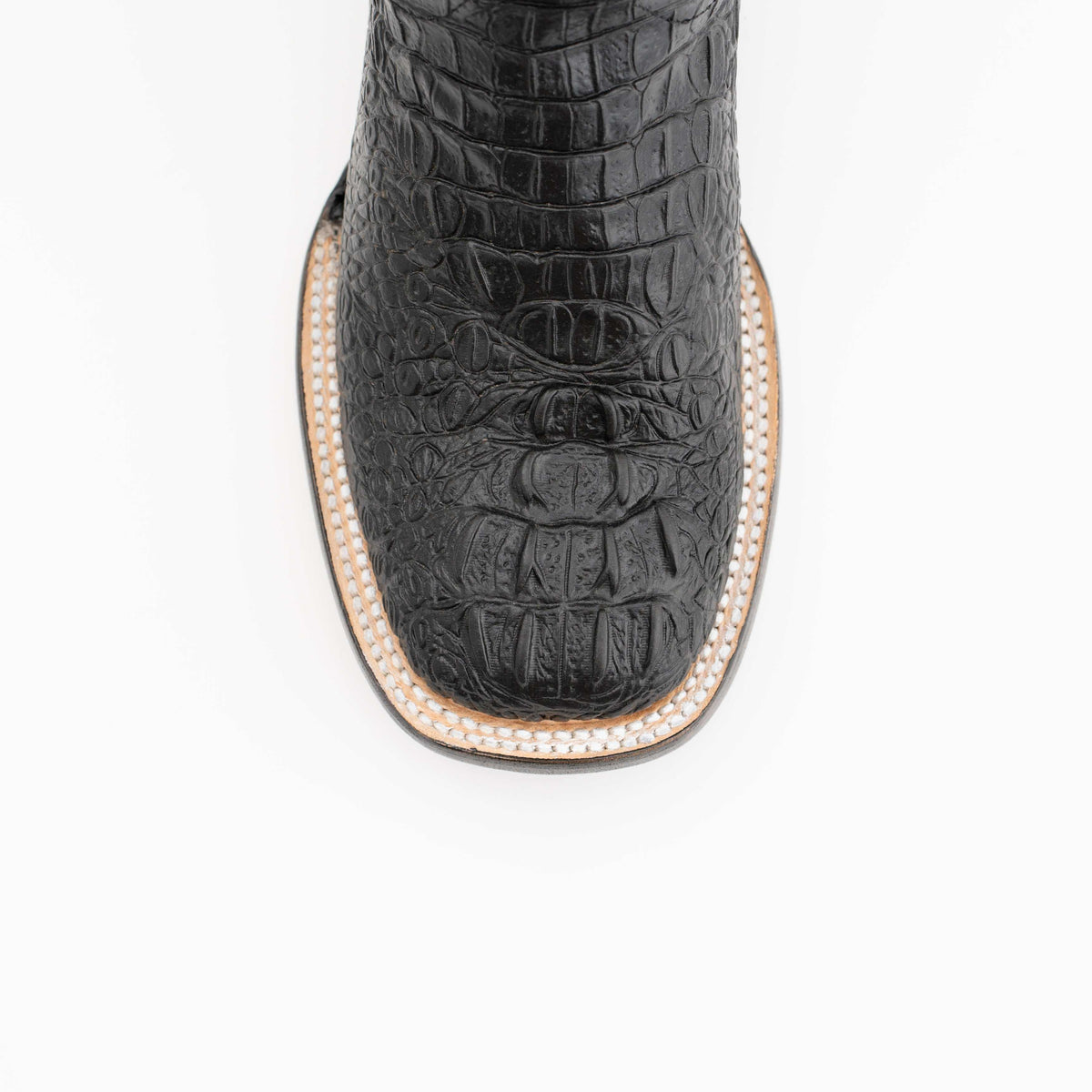 Ferrini Stampede Caiman Print Boots in black with textured caiman-print vamp and contrasting stitched trim