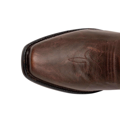 Ferrini Wyatt Leather Boots with a chocolate brown full-grain leather vamp and distinctive narrow square toe