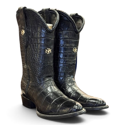 Men's El Malcreado Black Genuine American Alligator Belly Boots Handmade