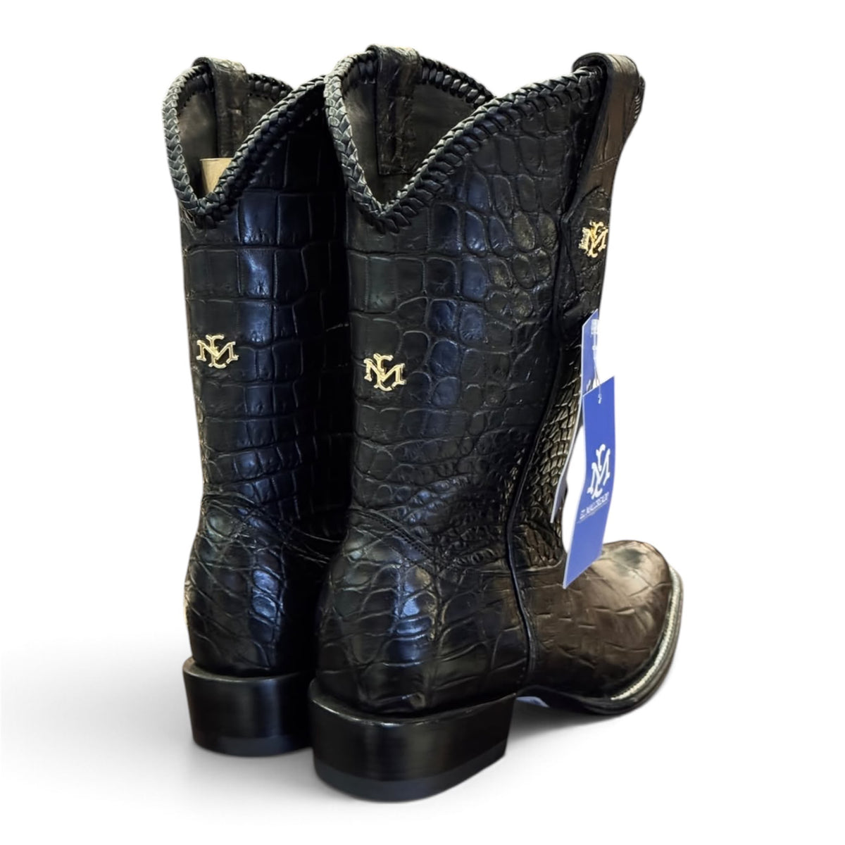 Men's El Malcreado Black Genuine American Alligator Belly Boots Handmade